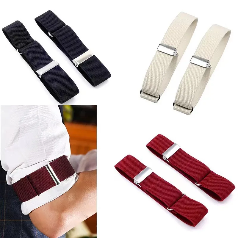 1 Pair Business Elastic Adjustable Shirt Sleeve Garter Strap Arm Band Sleeve Bracelet Anti-Slip Cuff Holder Armband Men Women