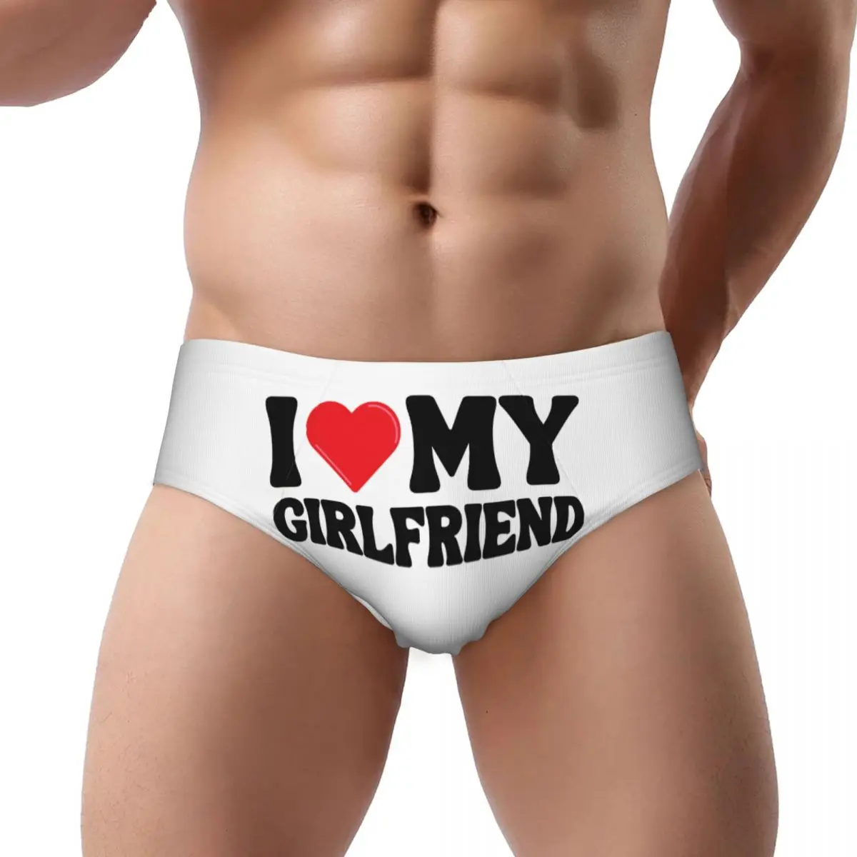 Custom Men I Love My Girlfriend Panties Underwear Male Comfort Briefs Underpants