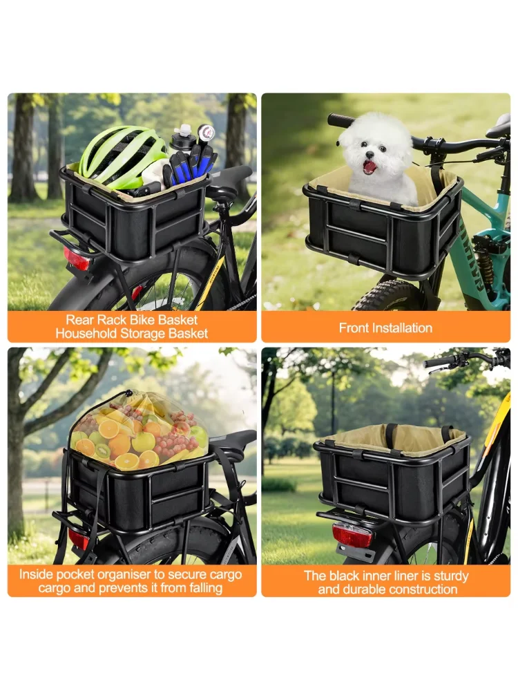 AliExpress NONE E-Bike Cargo Rack Bag Iron Large Capacity Bike Basket Rear Rack Bike Baskets for Outdoor Travel Shopping MTB Road Bike