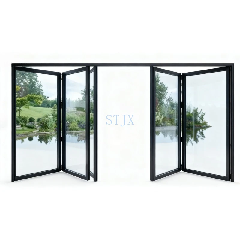 Retractable PVC Accordion Gate High Durability Hurricane Proof Aluminum  Glass  Bifold  Folding  Door  Secure  Energy  Efficient