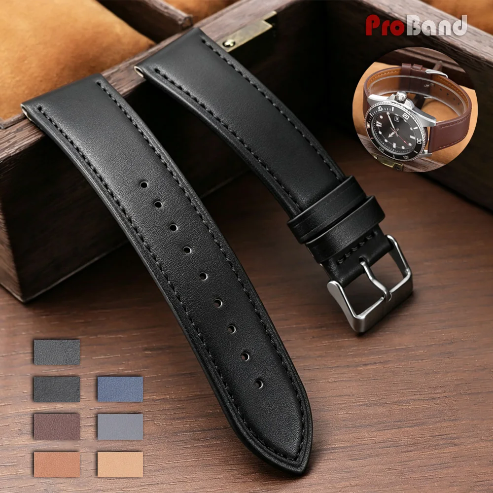 20mm 22mm Microfiber Leather Watch Band Black Brown Blue Watch Straps Soft Wear-Resistant Replacement Bracelets Men Women Belt