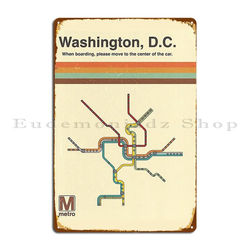 Washington D C Metro Metal Plaque Poster Painting Kitchen Wall Decor Personalized Pub Tin Sign Poster