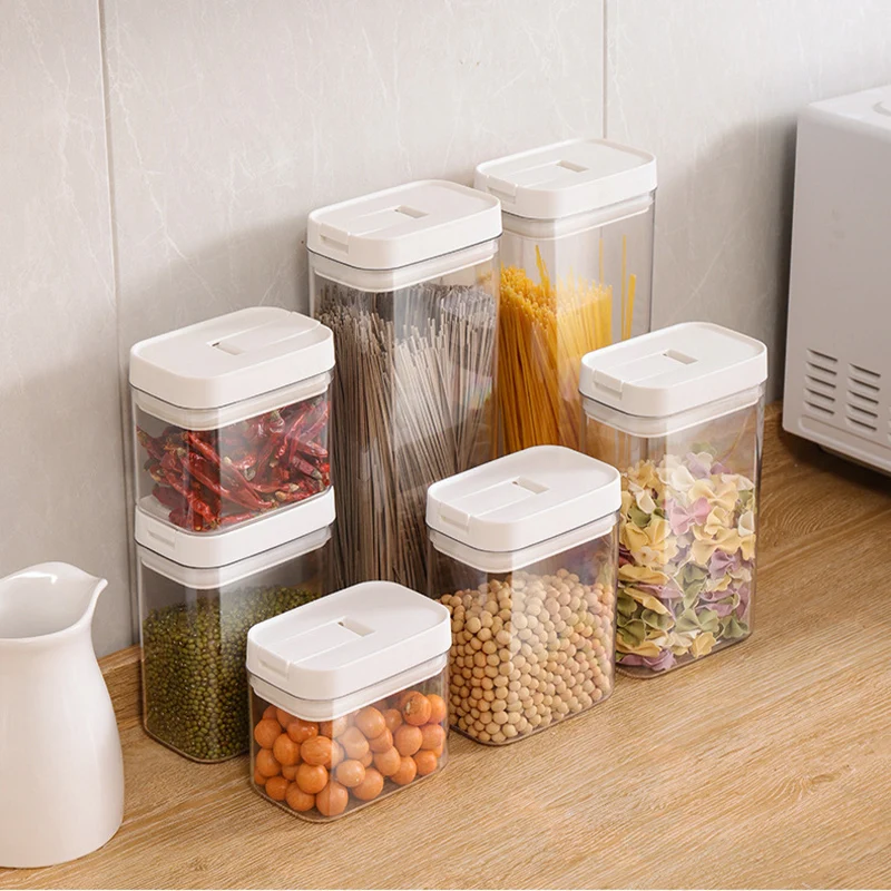 Large Capacity Kitchen Pantry Spaghetti Snacks Dry Food Container Airtight Leakproof Jar Cereal Nuts Oats Storage Box