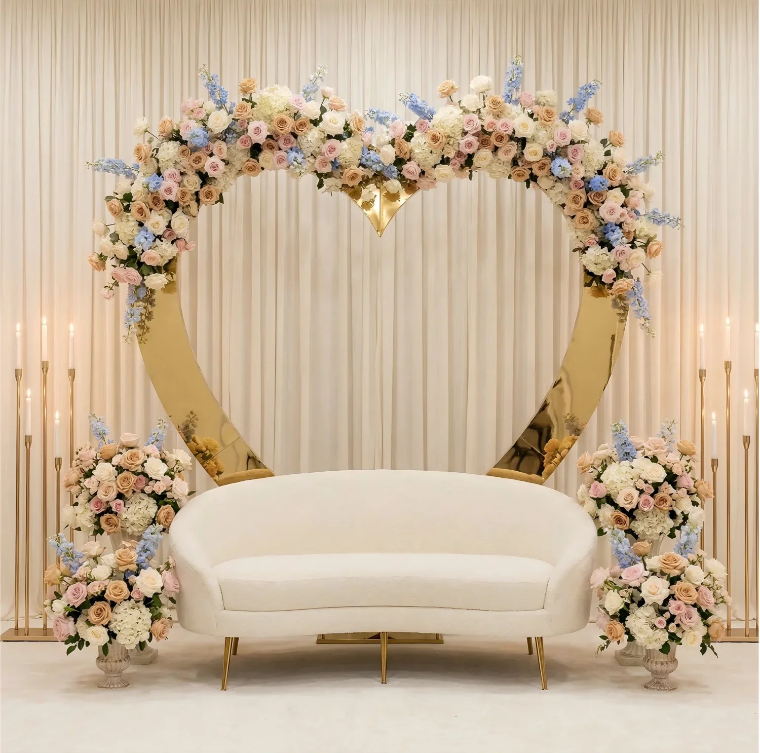 Stainless Steel Heart Shaped Arch Backdrop Stand Wedding Ceremony Photo Booth Party Stage Welcome Area Decor Frame