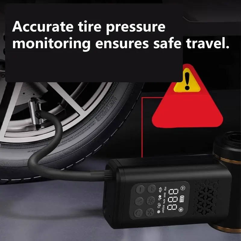 5-in-1 Wireless Vacuum Cleaner Multi-purpose for Vehicle Outdoor Emergency Portable Smart Tire Inflator with Digital Display