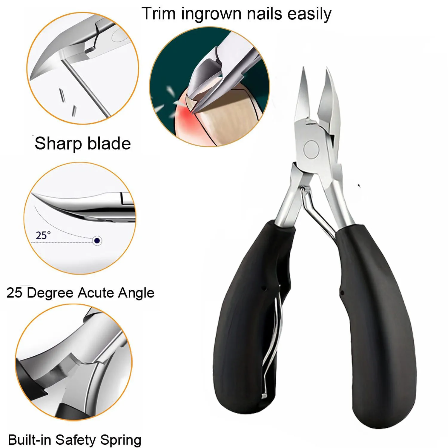 6-teiliges Set zum Entfernen eingewachsener Zehennägel, Nagelbehandlungs-Fußwerkzeug, Zylinderfeilenheber, professionelles Pediküre- und Maniküre-Set, Werkzeuge für den Haushalt