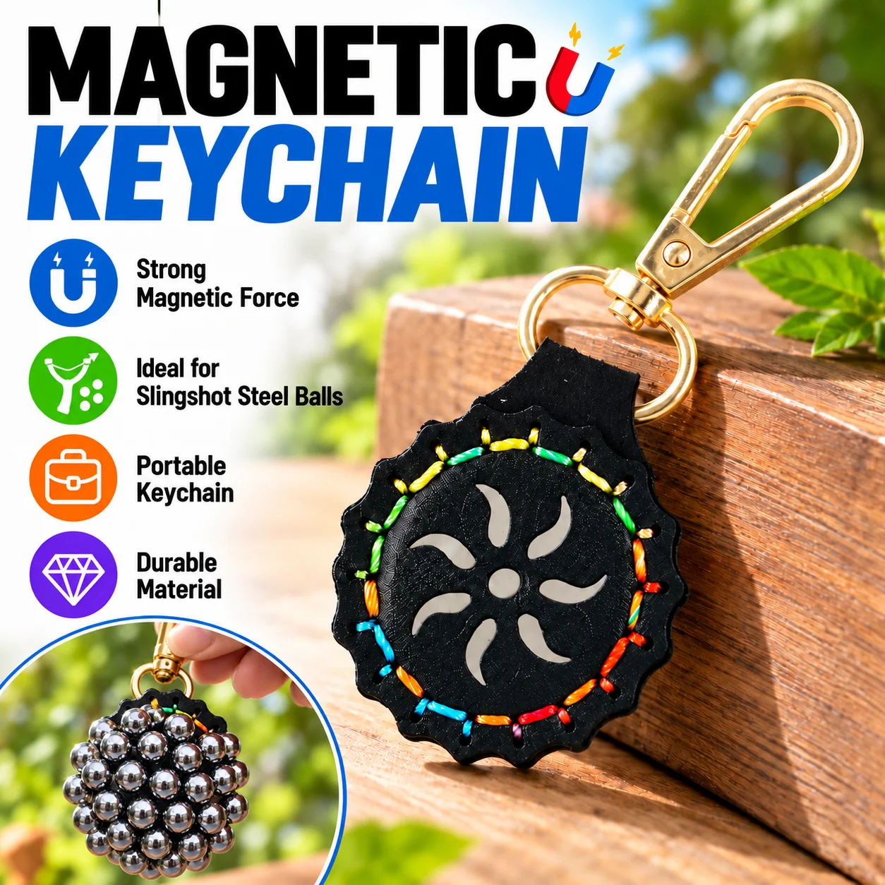 Slingshot Strong Magnetic Pendant, Strong Magnetic Steel Ball Holder, Wind and Fire Wheel Strong Magnetic Clasp, Sunflower Strong Magnetic Pendant