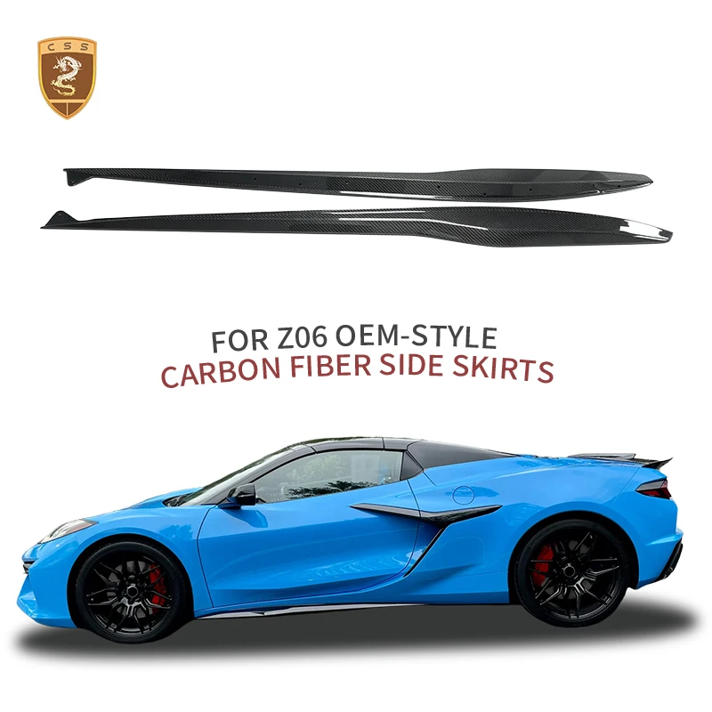 Dry Carbon Fiber Side Skirts Rocker Panel Extensions for Chevrolet Corvette Z06 OEM Style Side Rockers 1 Pair 2023-2026