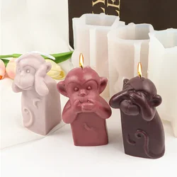 Large Monkey Silicone Candle Mold 3D Animal Soap Plaster Crafts Resin Casting Mold DIY Handmade Candle Making Supplies