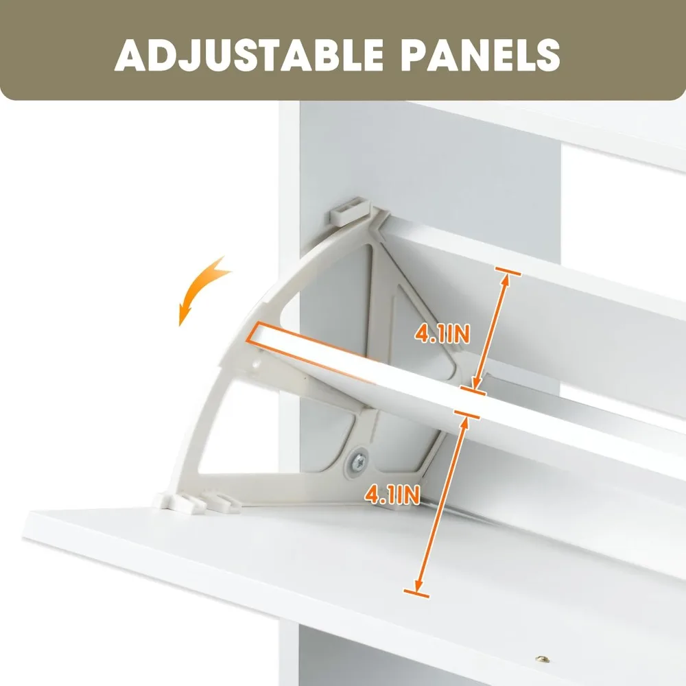 خزانة أحذية مع درجين قابلين للطي، خزانة تخزين أحذية مخفية للمدخل، خزانة أحذية ضيقة بأرجل معدنية، مقاس S #5