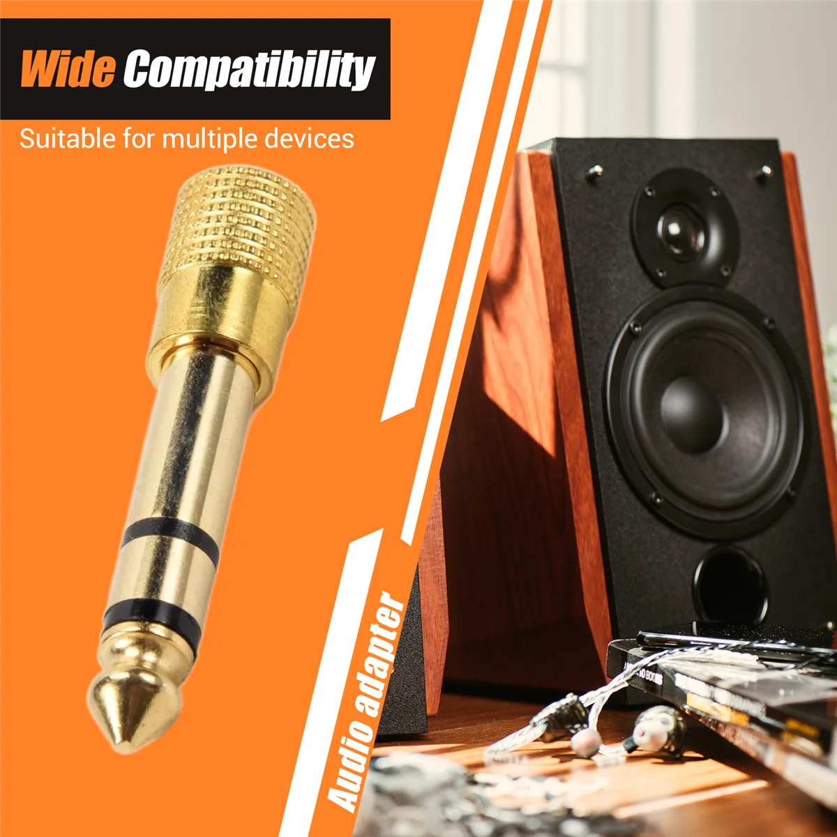 Stereo Gold Plug Headphone Adapter 1/4 Inch Male to 1/8 Inch Female High Quality Audio Cable Converter