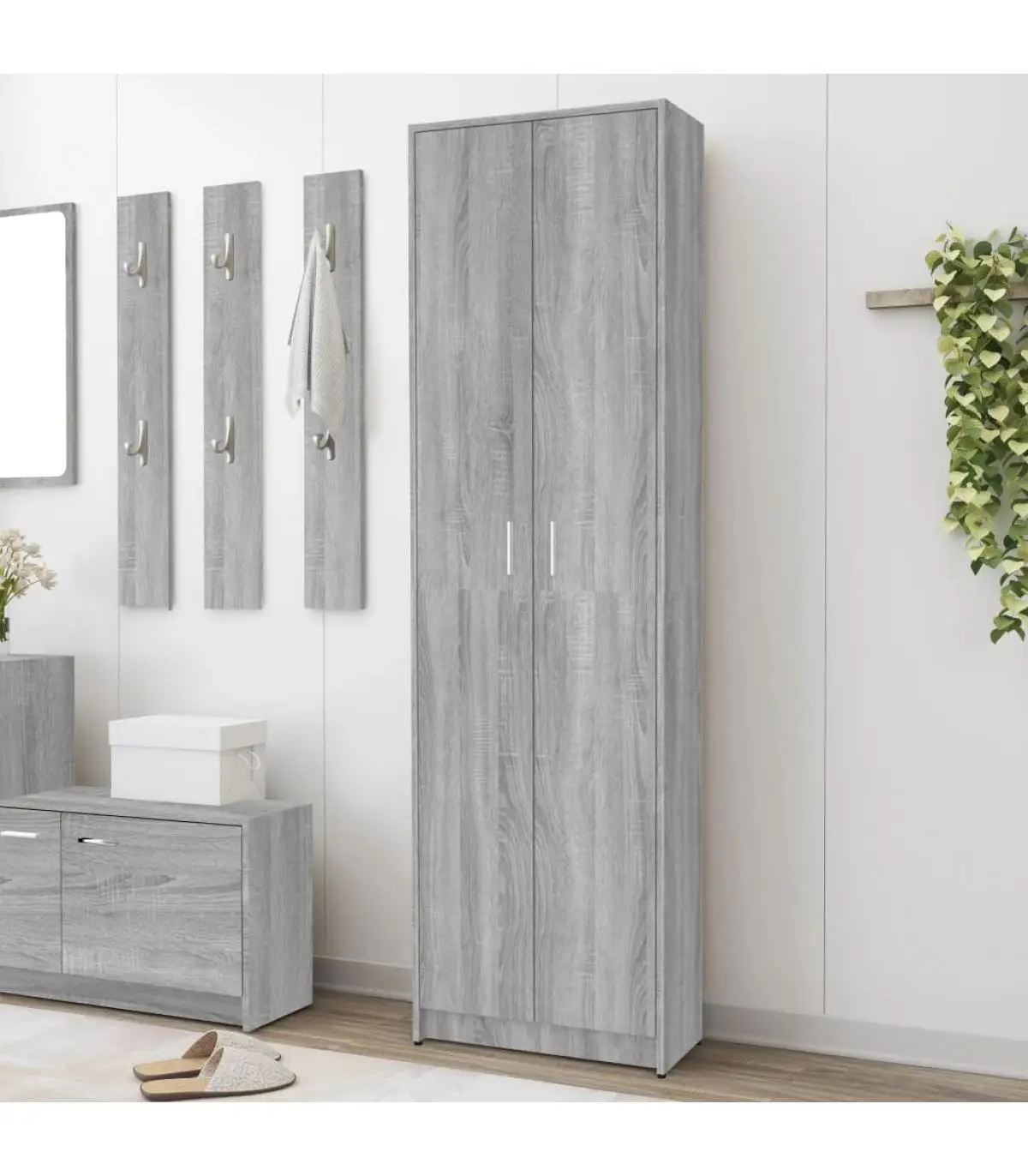 Wardrobe cabinets hallway wardrobe plywood gray Sonoma 55x25x189cm