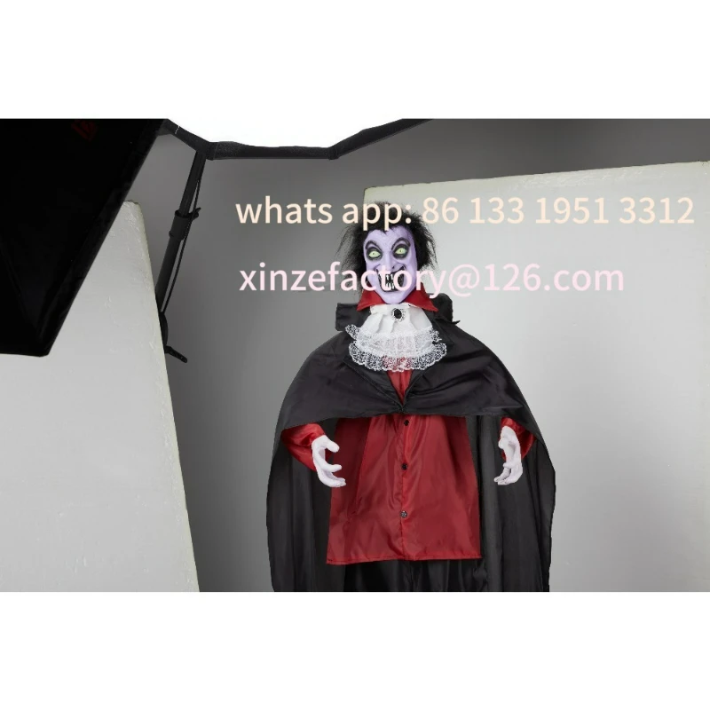 

Customizable 1 PCS Halloween ​​6 FT Red Light Eyes Manual Head Voice Control Vampire Standing