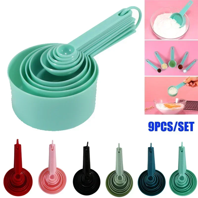 New Manufacturer Measuring Spoon and Measuring Cup Baking Tool DIY Cake Baking Formula Milk Powder Spoon 9-Piece Scale Set