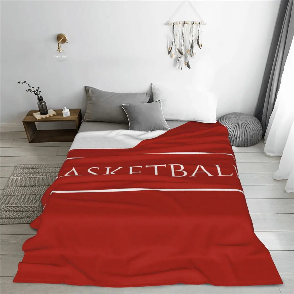 Center Court Basketball Stripes Blanket Flannel Summer sport Orange Breathable Ultra-Soft Throw Blanket Bedding Couch Rug Piece