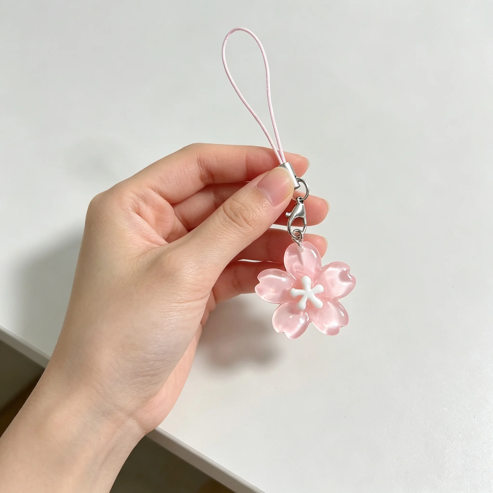 Cute Colorful Flower Phone Strap Korean Style Resin Floral Bag Pendant INS Key Charm Accessories