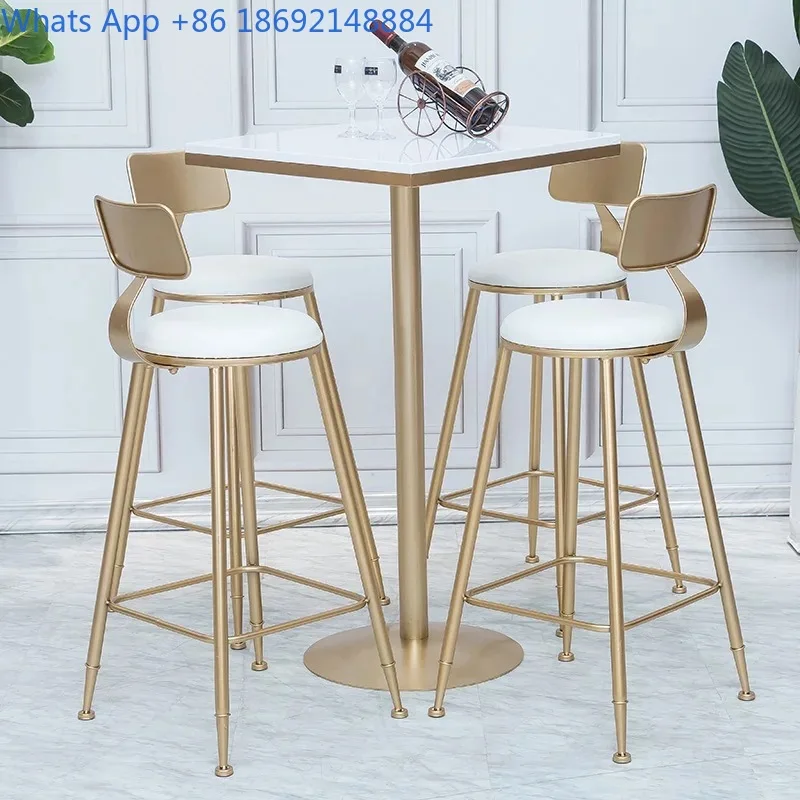 

Marble Bar Table Round Table and Chairs Home Balcony Small Bar Table Against The Wall High Foot Square