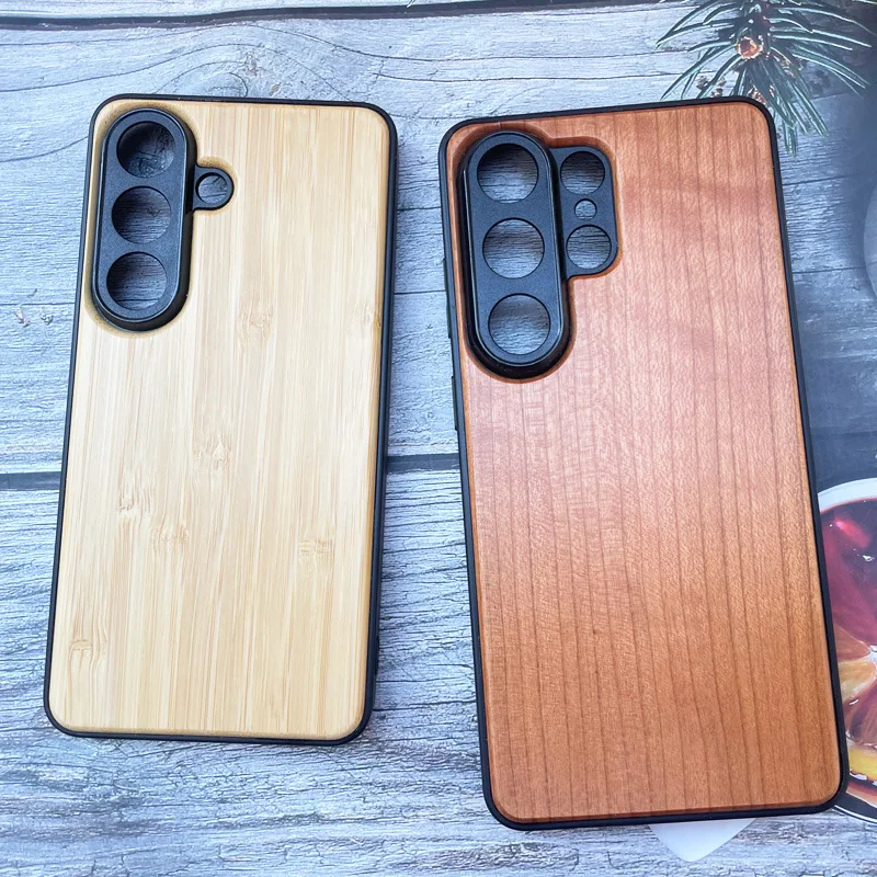 Prawdziwe drewniane etui na Samsung Galaxy S26 S25 S24 Ultra Plus, naturalny orzech, bambus, miękki bumper, pełna ochrona aparatu. — zdjęcie produktu 5