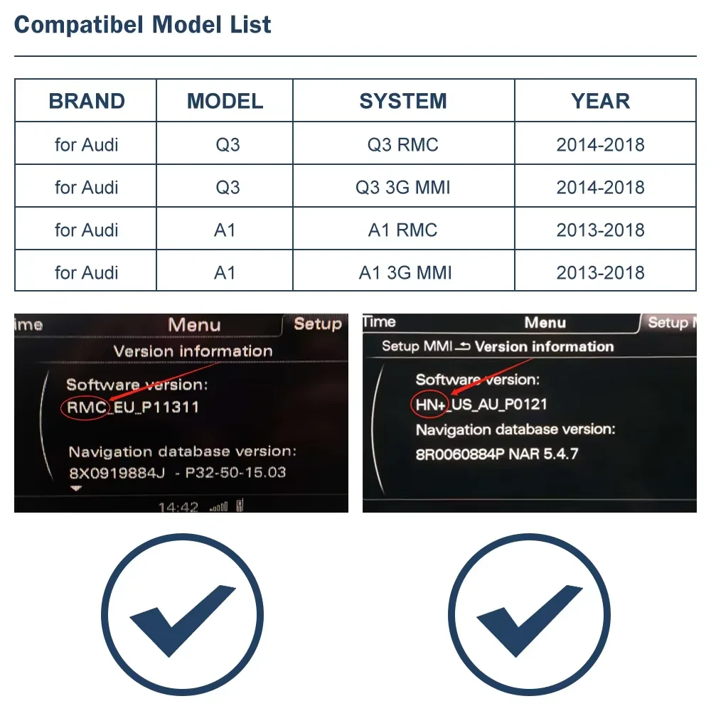CARABC CarPlay اللاسلكي Android Auto لأودي A1 Q3 2012-2018 MMI 2G/3G HN + RMC مع وظيفة وصلة مرآة AirPlay #6