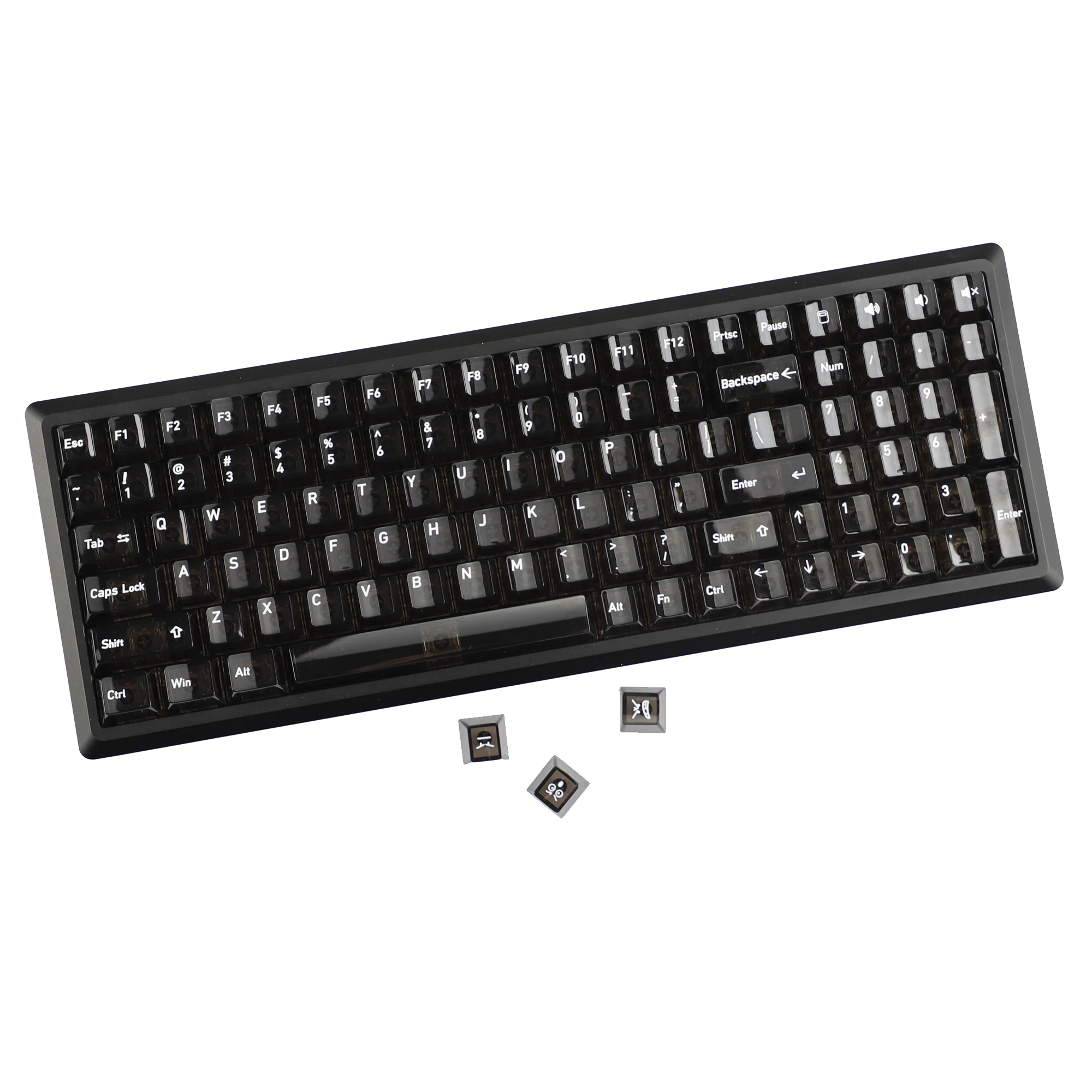 136 Keys English Japanese Russian Korean Color PC Clear Transparent Top Print Cherry Profile Keycaps for MX Mechanical Keyboards