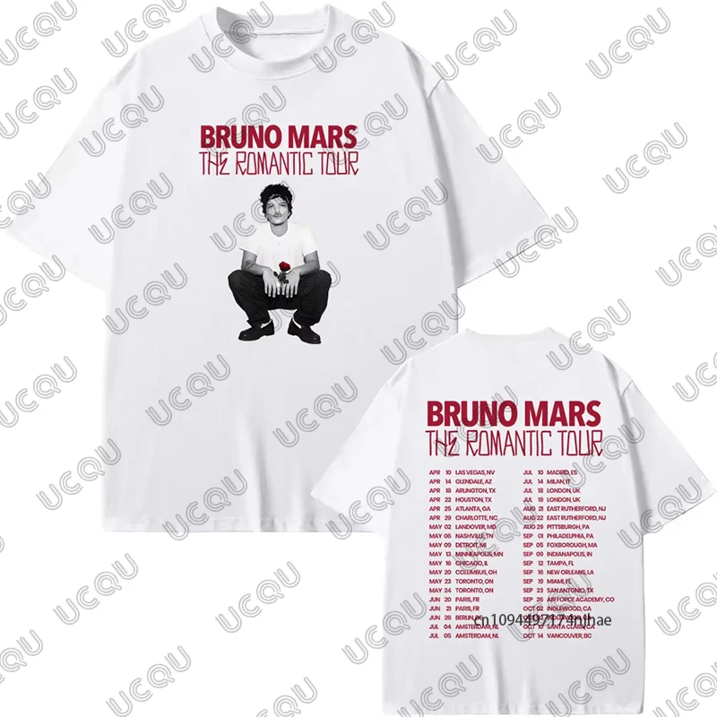 Bruno Mars The Romantic Tour 2026 Graphics Cotton T-shirt For Women Summer Harajuku Short Sleeve O-neck Tees Casual Unisex Tops