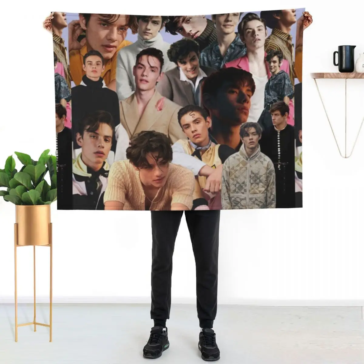 

Louis Partridge Photo Collage Throw Blanket Spring Fall Cozy Throw Blanket for Couch