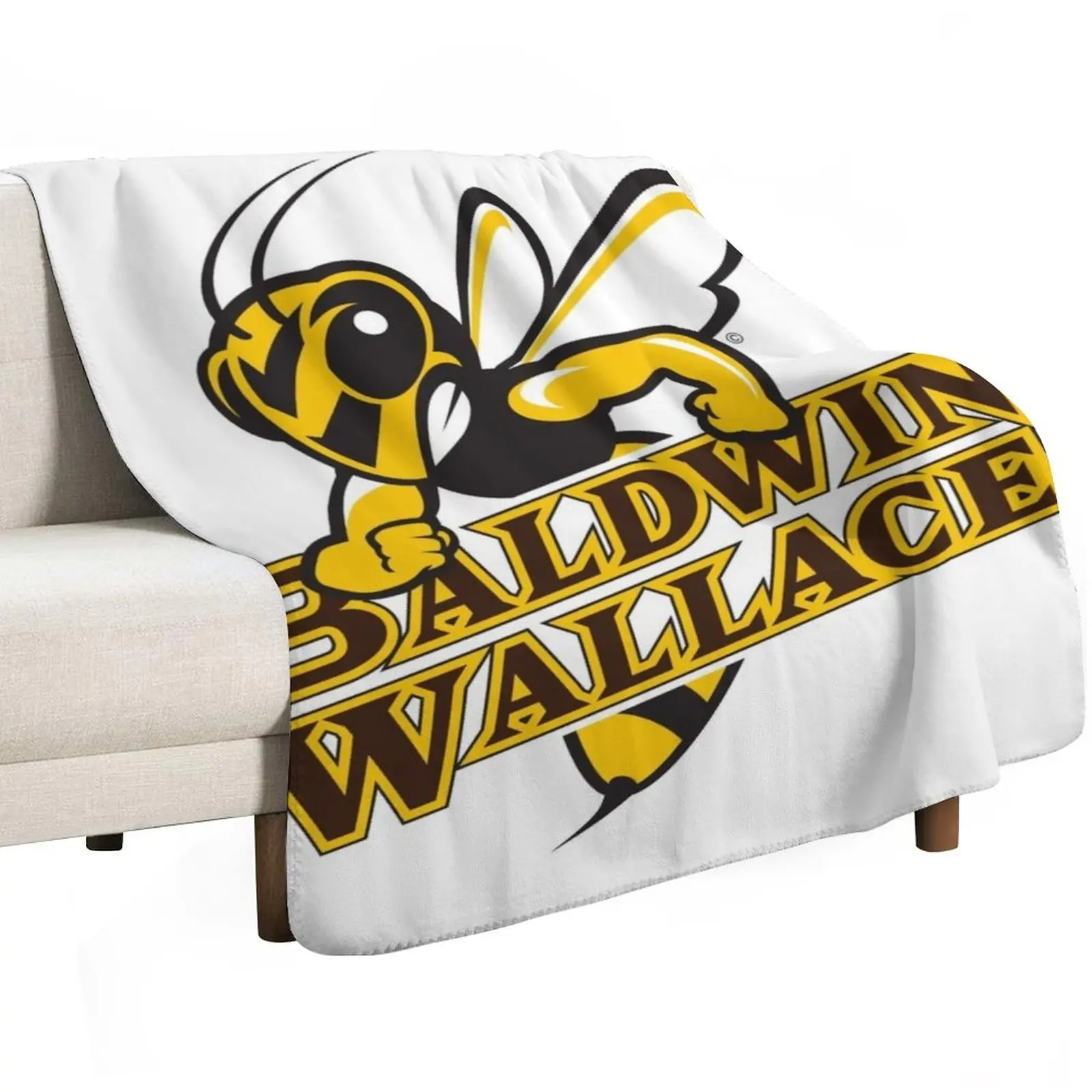 Baldwin Wallace Yellow Jackets logo Throw Blanket Bed Bed linens Large Decoratives Custom manga Blankets