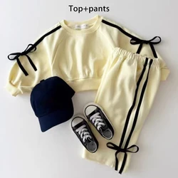 Korean version of pure cotton baby clothes spring casual top girl pants set childrens 2-piece set childrens casual sports set