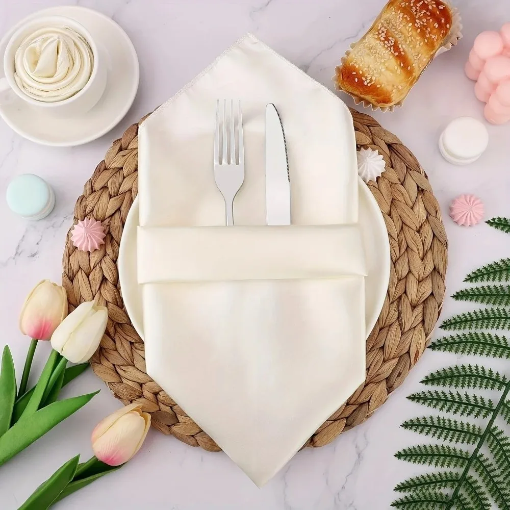 10pcs New 30x30cm Silky Satin Napkin Square Solid color Dinner Napkins Smooth Table Napkins Birthday Party Decor