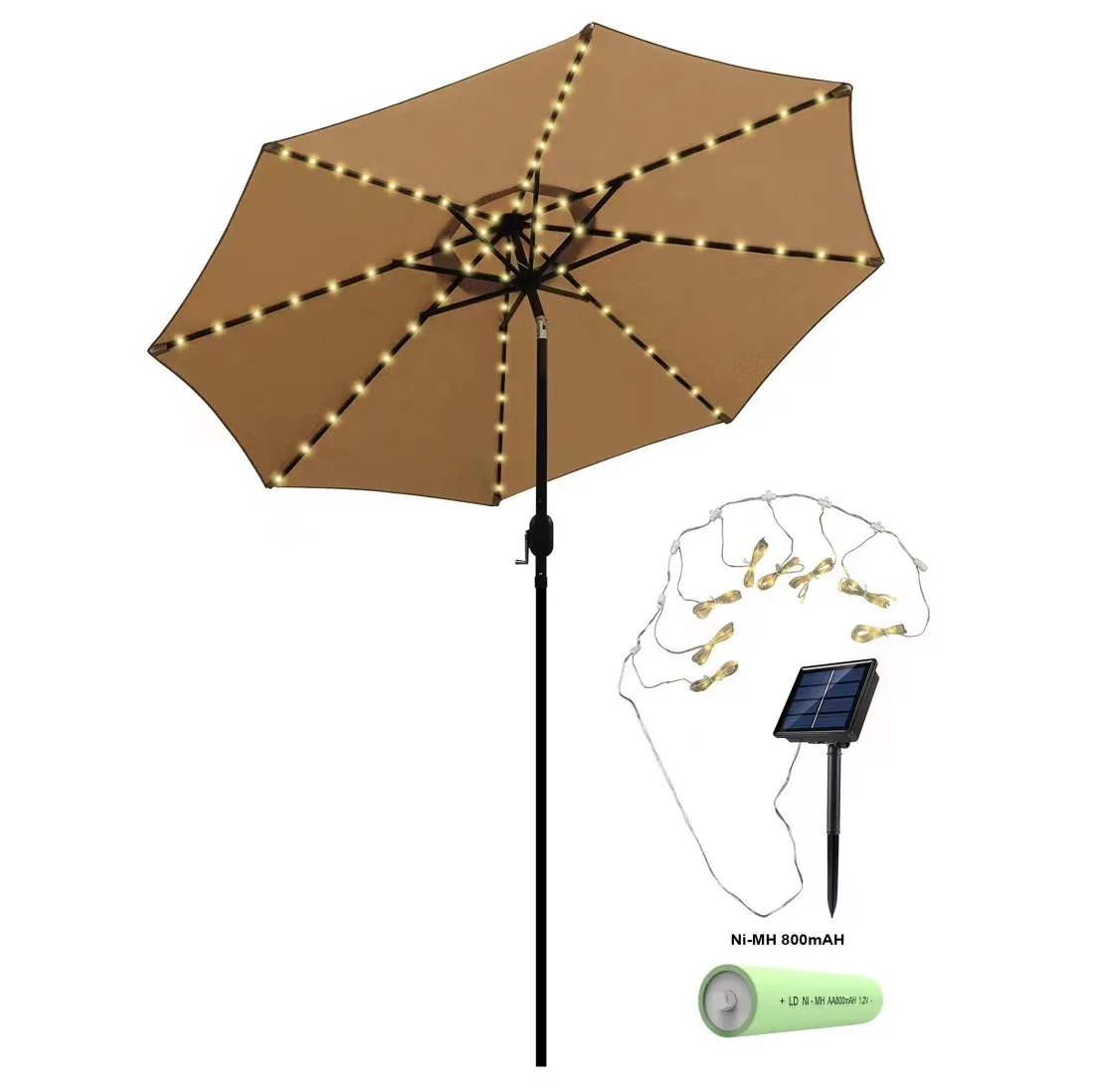 104 LED Solar Umbrella String Light With 8 Modes Waterproof Solar String Lamp For Outdoor Lighting Beach Garden Decoration