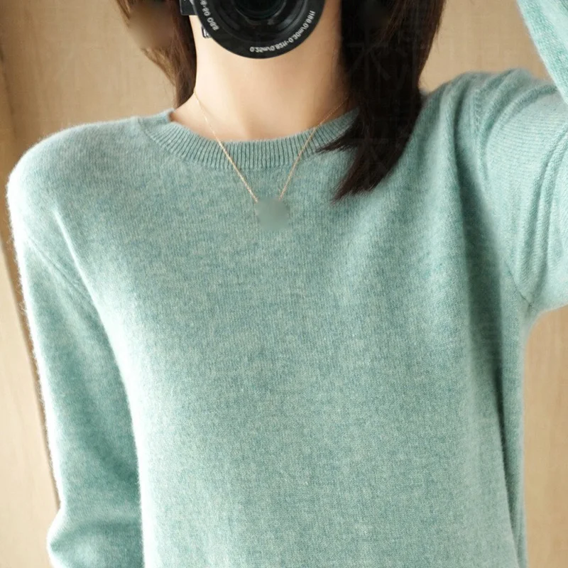 Autumn Winter Round Neck Women Sweaters Korean Style Solid Knitted Tops Fashion Pullover Versatile Sweaters Long Sleeve Clothes