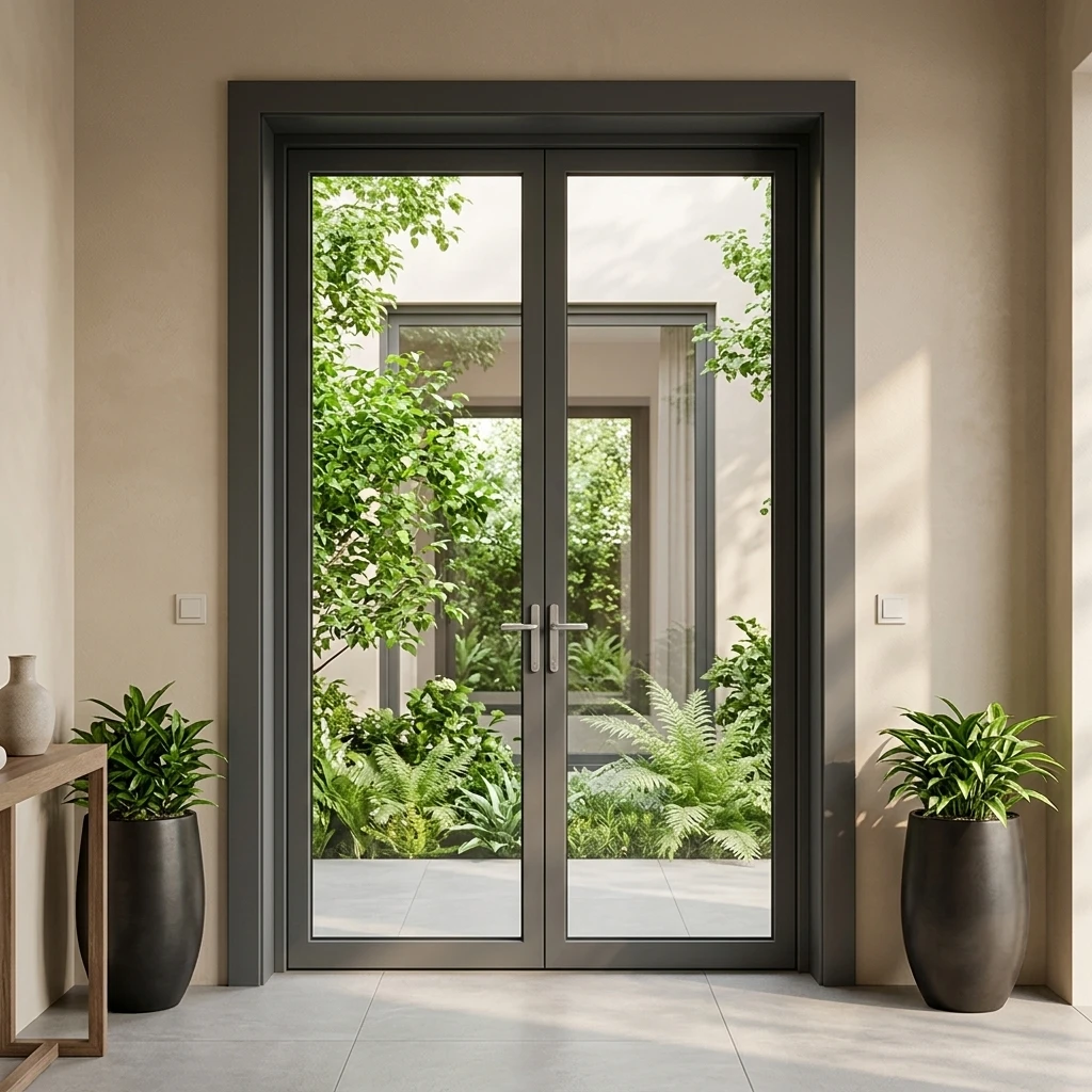Double Glazed Tempered Glass Aluminum Frame Door, Modern Hotel Interior Swing Casement, Awning and Sliding Door