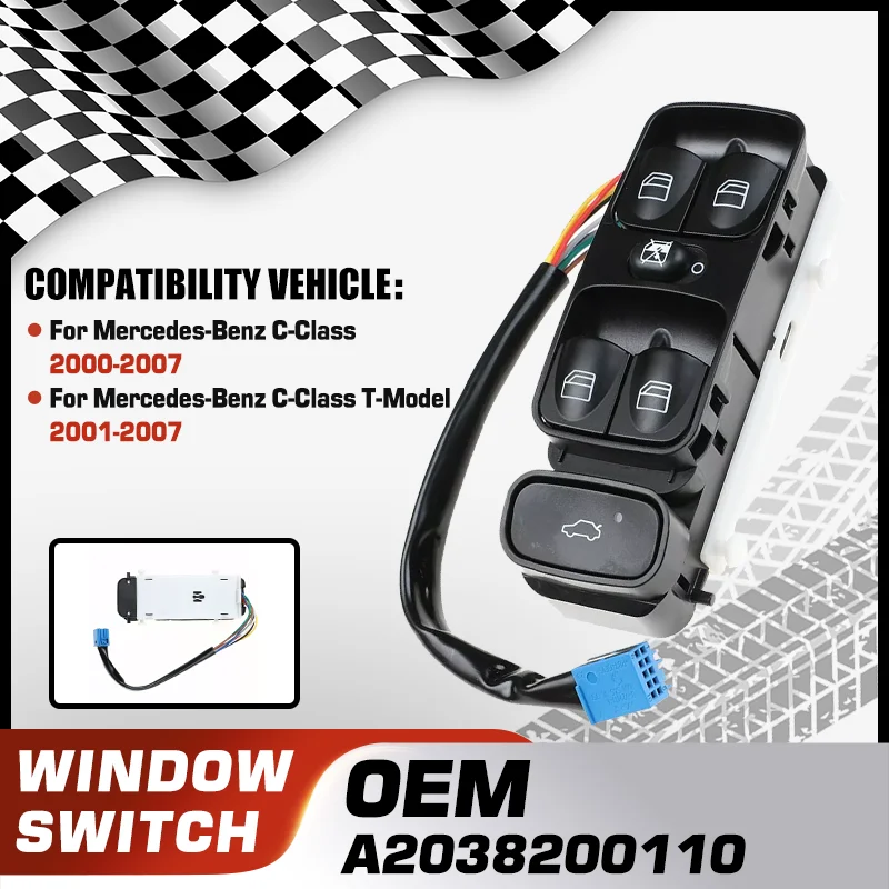 

A2038200110 Power Window Door Lock Switch For Mercedes-Benz C-Class W203 MK2 C180 C200 C220 C230 C240 C270 C280 C300 A2038210479