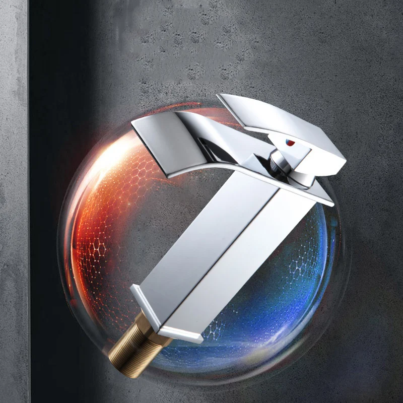 Waterfall Wash Basin Stainless Steel Hot and Cold Dual Faucet High and Low Black Toilet Wash Basin Bathroom Home