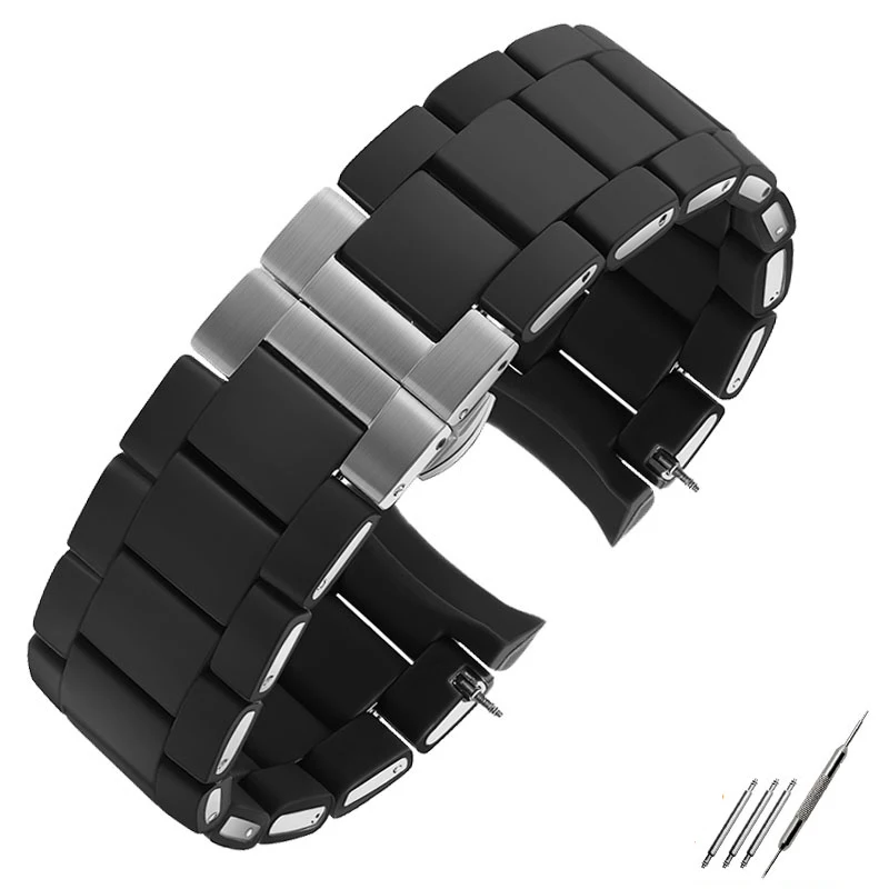 high quality curve end watchband for Armani AR5905 5890 5919 5906 5891 5920 watch band 20mm 23mm black brown and rose gold strap image 3