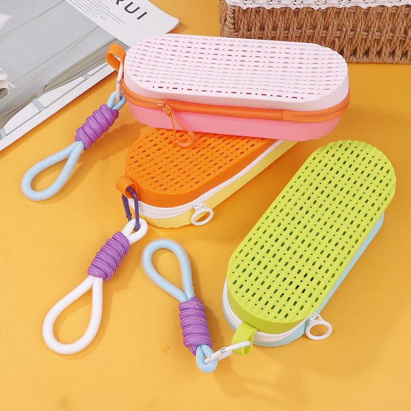 실리콘 수영 고글 케이스 수영 고글 보호 케이스 배수구 지퍼 선글라스 케이스 여성용 남성용 어린이 수영 선수