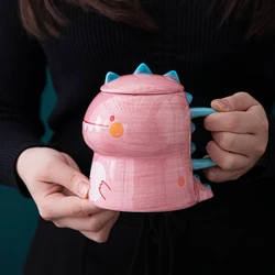 3D Dinosaur Children's Mug Ceramic Office Cute Coffee Funny for Kids Cup with Lid Mugs Unusual Water of Cups Drinkware Gift