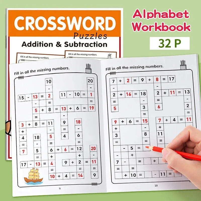 Number Crossword Practice Book Addition Subtraction Within 20 Oral Arithmetic Math Calculation Arithmetic Exercise Worksheets
