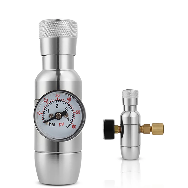 0.6l Soda Bottle Co2 Cylinder with 0-60PSI Regulator, High Compressed Aluminum Soda Bottle Tank & Premium Stable Co2 Charger Kit