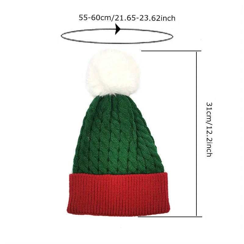 1 Nieuwe wollen bolgebreide mutsen voor dames en heren in herfst en winter, decoratieve kerstgebreide mutsen