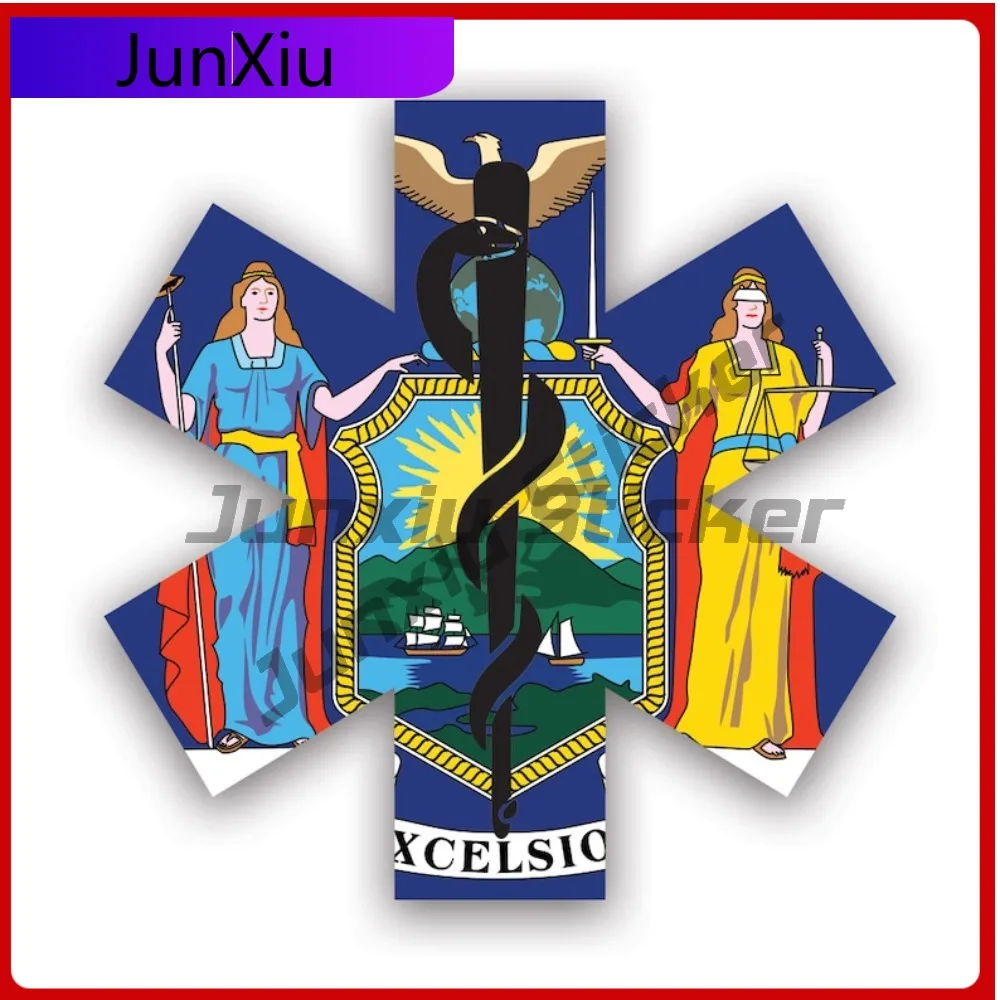 

New York Star Of Life Flag Cool Car Waterproof Vinyl Decal For Door Trim High Quality Fun Decor Outdoor Outdoor Outdoor