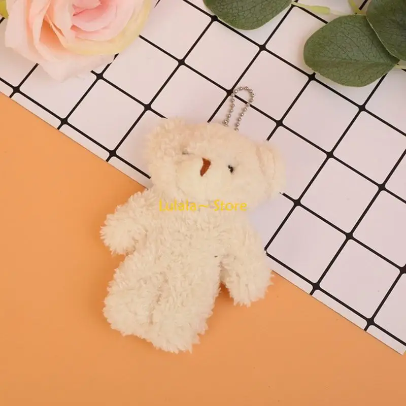 Y4QA Joint Bear Pendant Lovely Mini Bear Doll Plush Chain Backpacks Decors Handbag Accessories Kids Girl Birthday Gift