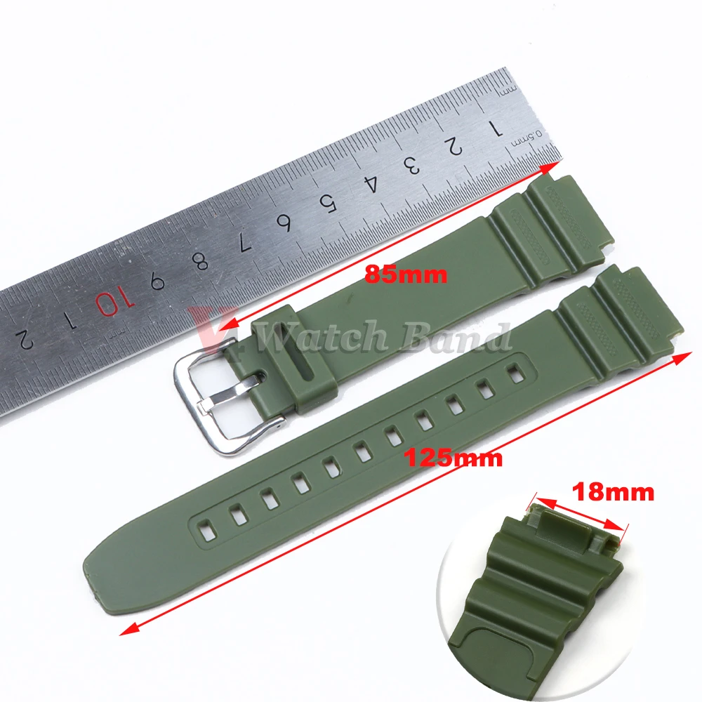 18mm Silicone Watch Strap for Casio AE1200 SGW300/400 MRW200 W218H AE1000/1300 W219 AQ-S810W Replacement Rubber Belt Wristband