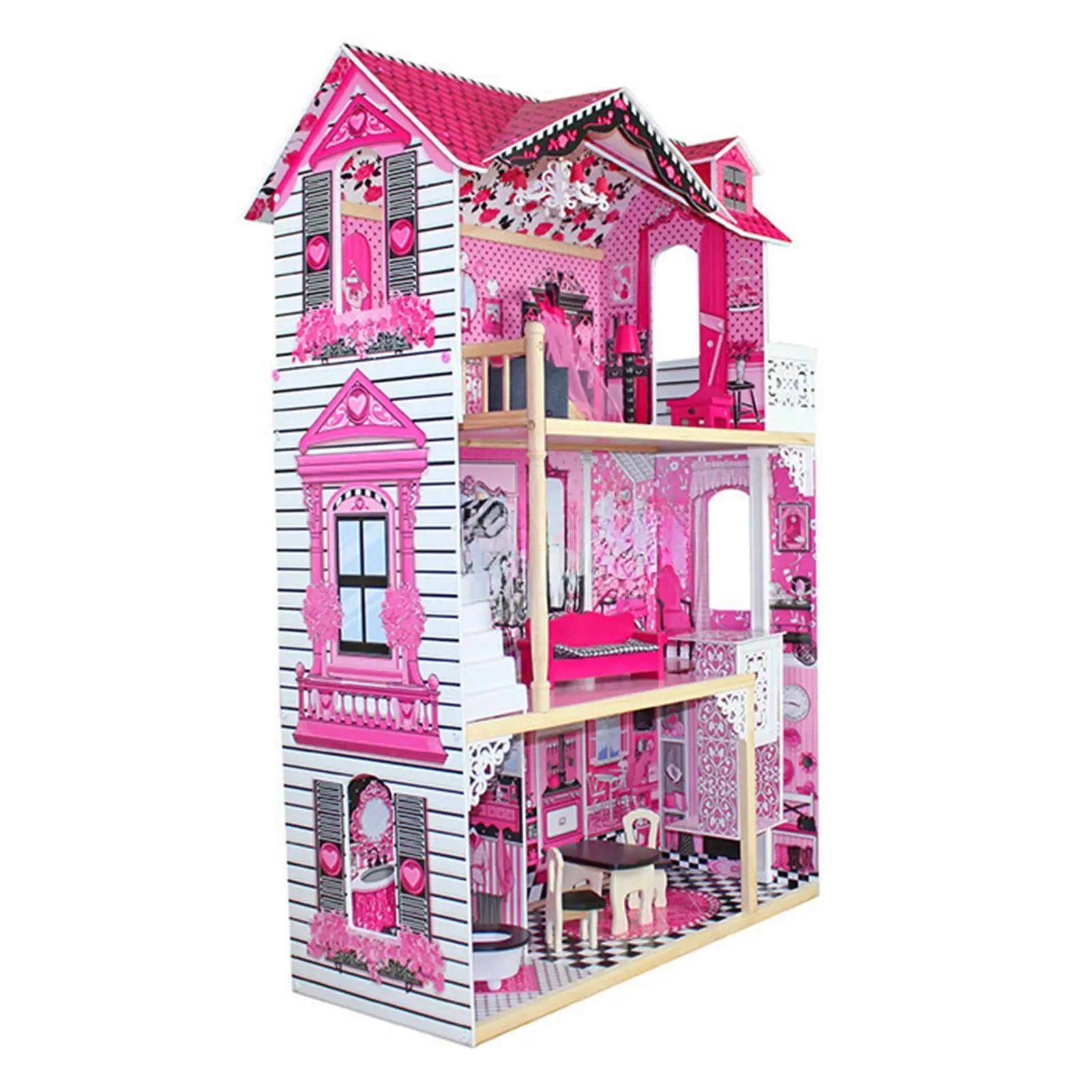 Principessa Doll Villa Giocattolo Regali Casa delle bambole per bambini Playset Kit casa delle bambole fai da te Mobili e accessori per bambini Ragazze Bambini