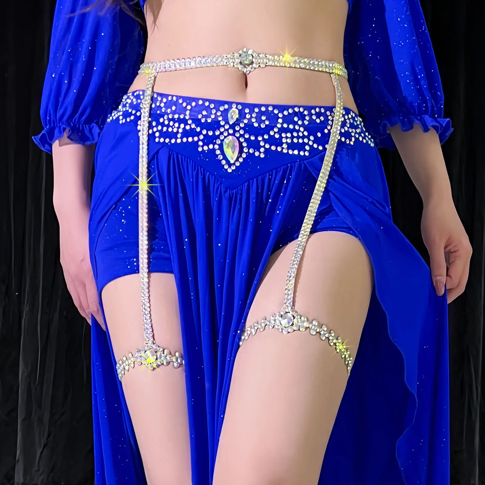 Sexy Female Belly Dance Wear Decoration Bellydance Jewelry Shinning Rhinestone Waist Chain Belly Dance Accessories For Leg