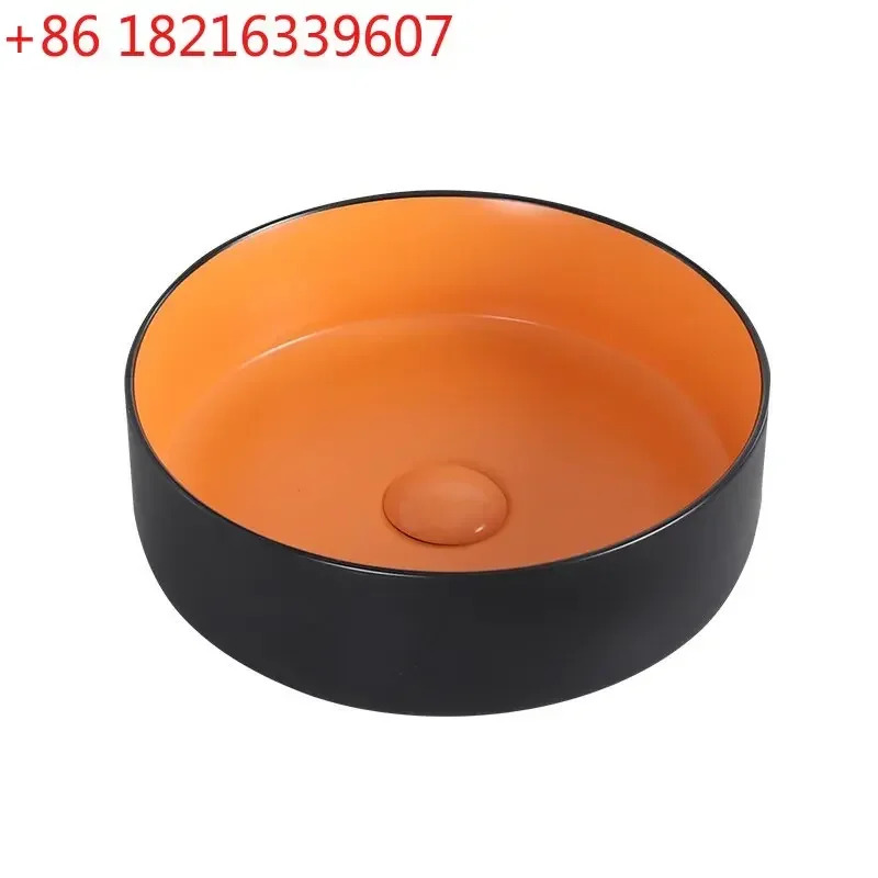 TAO Household balcony color round small size wash basin basin ceramic bathroom single basin