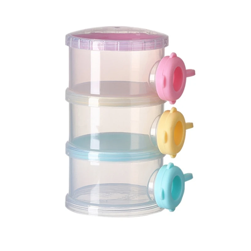 Portable 3 Layer Formula Storage Box Side Opening Baby Milk Powder Dispenser Container Detachable Compartment Case