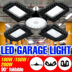 200W LED Garage Light Bulb E27 Foldable Deformation Lamp E26 Home Warehouse Workshop Basement Lighting Cold/Warm White 100W 150W