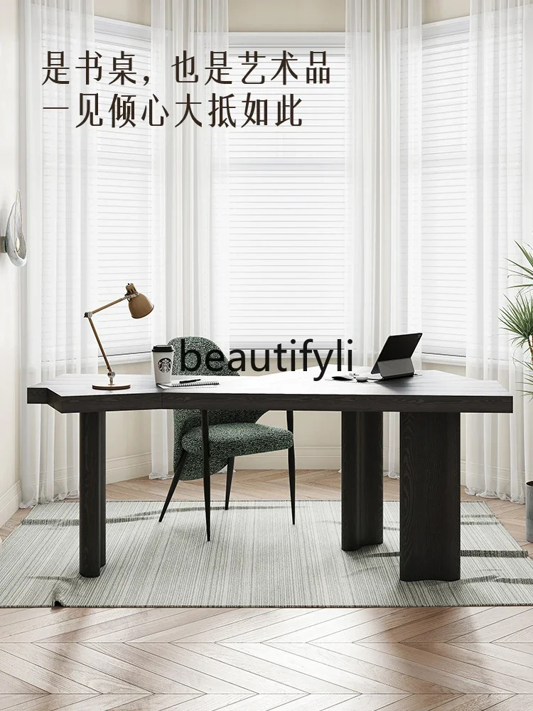 Retro creative fan-shaped premium solid wood desk 1.8 meters computer desk