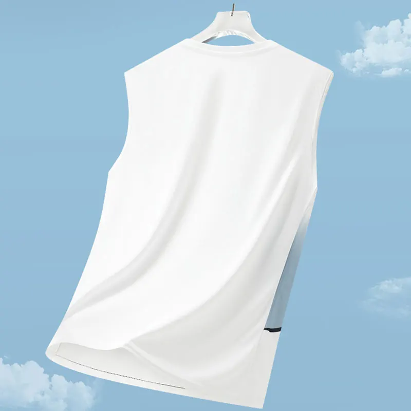 Male Sports Vest Autumn Breathable Gradient Running Fitness Sleeveless T-Shirt Outdoor Elasticity Lightweight Jogging Gym Vest